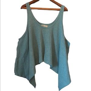 We the Free Asymmetrical Cropped Blue Sweater